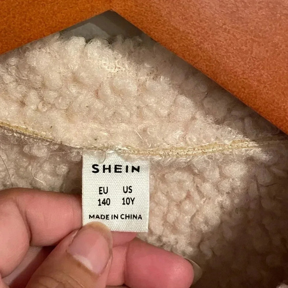 Shein girls flap pocket drop shoulder teddy jacket size 10Y - Picture 6 of 6